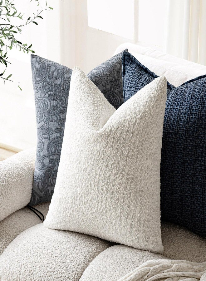 Foindtower Set of 2, Decorative Textured Boucle Throw Pillow Covers Accent Solid Pillow Cases Neutral Soft Cozy Couch Cushion Case for Chair Sofa Bedroom Living Room Home Decor 16 x 16 Inch White - Image 5